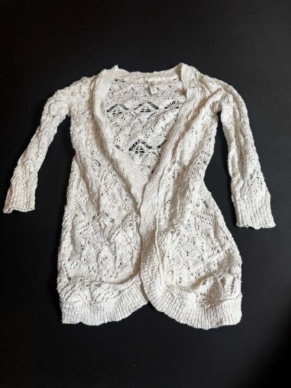 Aeropostale White Open Knit Crochet Cardigan Size Small
